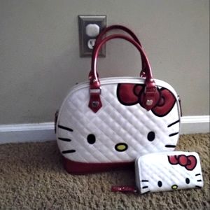 Hello kitty loungefly Quilted patten leather purse and wallet